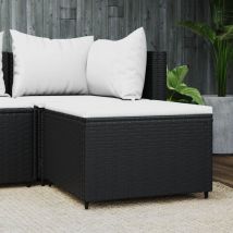 Decdeal - Repose-pied Tabouret Bas Pouf Bout de Canapé de jardin avec coussin noir résine tressée 89815
