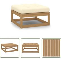 Doc&et² - The Living Store Repose-pied de jardin et coussin Marron miel Bois de pin massif - Repose Pied Jardin - Fauteuil De Jardin - Mobilier De