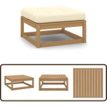 Repose-pied de jardin et coussin Marron miel Bois de pin massif - Repose Pied Jardin - Fauteuil De Jardin - Mobilier De Jardin - Chaise Longue - Relax