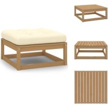 Repose-pied de jardin et coussin Marron miel Bois de pin massif - Repose Pied Jardin - Fauteuil De Jardin - Mobilier De Jardin - Chaise Longue - Relax