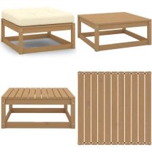 Repose-pied de jardin et coussin Marron miel Bois de pin massif - Repose Pied Jardin - Fauteuil De Jardin - Mobilier De Jardin - Chaise Longue