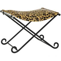 Dkd Home Decor - Repose-Pieds Métal Cuir 55X45X41 Léopard Marron