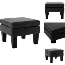 Repose-pied Noir Similicuir - Pouf Design - Pouf Moderne - Repose Pied Cuir - Tabouret Design - Meuble Salon