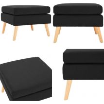 Repose-pied Noir Tissu - Pouf Design - Pouf Moderne - Repose Pied - Tabouret Design - Assise Supplémentaire - Home & Living