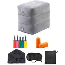 Repose-pieds gonflable de voyage, 7 pièces, oreiller réglable en hauteur, 3 couches, lit d'avion pour enfants, pour avion, voiture, Bus, voyage, gris