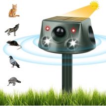 Repulsif Chat Exterieur, Repulsif Chat Ultrason, 6 Modes Réglable, Chargement Solaire et usb IP66 Étanche avec Lumière LED,Prévenir Les Chats,