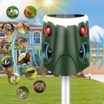 Répulsif Chat Solaire, Repulsif Chat Extérieur, Étanche IP55, Répulsif Chat Ultrason à 4 Modes Réglables à Lumières Clignotantes pour Chien Lapin