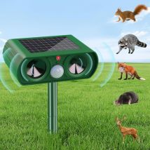 Répulsif solaire à ultrasons pour chat, répulsif à ultrasons pour chat d'extérieur, adapté aux taupes, écureuils, ratons laveurs, mouffettes, lapins,