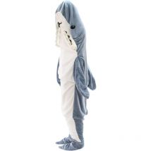 Lifcausal - Requin confortable, flanelle à capuche confortable, sac de couchage chaud et portable, couvertures pour les soirées cinéma amusantes,