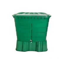 Réservoir d'eau en polypropylène 500 l. Recuperateur d Eau 124x80x92 cm, avec socle de support 124x80x33 cm, vert