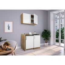 Küche Miniküche Singleküche Küchenzeile Pantry Eiche Weiß Levin 100 cm Respekta