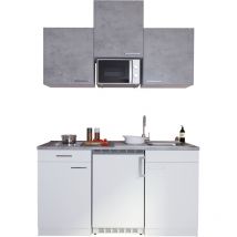 Küche Miniküche Singleküche Küchenzeile Pantry Weiß Beton Luis 150 cm Respekta