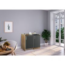 Küche Miniküche Singleküche Küchenzeile Pantry Eiche Grau Levin 100 cm Respekta