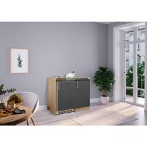 Küche Miniküche Singleküche Küchenzeile Pantry Eiche Grau Levin 100 cm Respekta
