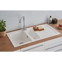 Küchenspüle Einbauspüle Spüle Granit Mineralite 100 X 50 Weiß Respekta Boston