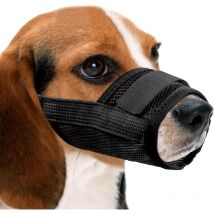 Respirant Muselière en Nylon Réglable pour Chiens, Réglage Rapide de la Muselière, Museliere Anti-Aboiements et Anti-Morsures(M, Noir)