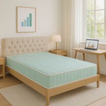 Lot de 2 x 80x200 cm ressorts ensaches + 5 cm Memoire de Forme 60 Kg/m3 - Matelas luxe Hauteur +/- 19 cm - Accueil Moelleux - Soutien Ferme - 5 Zones