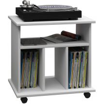 Retal Étagère rétro pour disques vinyle, 4 espaces de rangement, blanc.