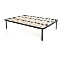 Rete Ortopedica a Doghe per Letto Matrimoniale 140x200 cm con Doppia Barra Centrale di Rinforzo, Piedi da 35 cm, Altezza 40 cm, Alta Resistenza,