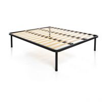 Rete Ortopedica a Doghe per Letto Matrimoniale 160x200 cm con Doppia Barra Centrale di Rinforzo, Piedi da 25 cm, Altezza 30 cm, Alta Resistenza,