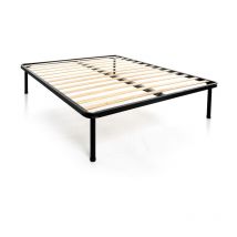 Rete Ortopedica in Acciaio a Doghe per Letto Matrimoniale 160x200 cm con Barra Centrale di Rinforzo, Piedi da 35 cm, Altezza 40 cm, Alta Resistenza,