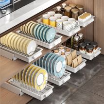 Retirez les étagères à vaisselle cuisine sous l'évier organisateur, Cabinet glissez le support de séchage à vaisselle avec Drainboard, tiroir
