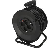 Retractor eléctrico 4 tomas - Cable 50m - Sección 3x1.5mm2 - Robusto y práctico