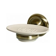 Bisk - Grip Ceramics Soap Dish Plate Antique Brass Wall Mounted