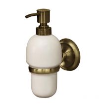 Bisk - Liquid Soap Dispenser Ceramic Antique Brass Wall Mounted