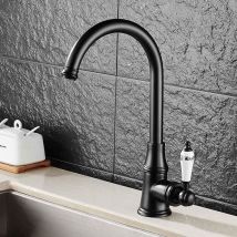 Retro Black Kitchen Mixer Tap Single Handle Swivel Monobloc