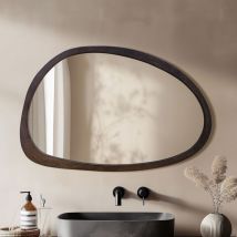 Luvodi - Retro Black Wooden Framed Wall Mirror Abstract Assymetrical Mirrors Home Decor - 60x90cm