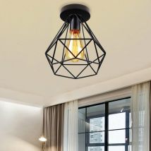 Retro Ceiling Light Metal Cage E27 Lamp Vintage Industrial for Bedroom Living Room Hallway Black