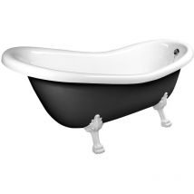 RETRO Freestanding Bath 147x69,5x67,5cm, White Legs, black/white (RAL9005)