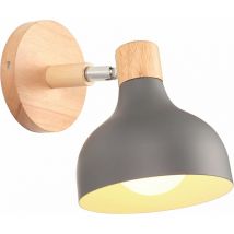 Wottes - Retro Indoor Wall Lamp Adjustable Wall Sconce Wooden Metal Wall Spot Light for Kitchen Island Bar Cafe Grey