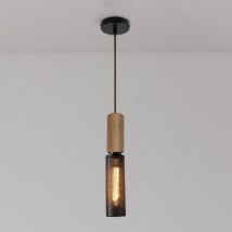 Retro Pendellampe Metall Holz Hängeleuchte Höhenverstellbare Deckenleuchte Für Restaurant Schlafzimmer Café Bar Ø6,5cm