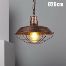 Rétro Lustre Suspension Industrielle E27 Douille Rouille Plafonnier Luminaire