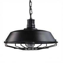Küchenlampe Pendelleuchte E27 Hängend Industrial Hängelampe Vintage Metall Eisen Lampenschirm - 36cm Schwarz (ohne Leuchtmittel)