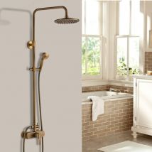 Auralum - Colonne de Douche Bronze Hauteur Réglable Set de Douche Bronze Rétro avec Douchette de tête et Douchette à Main pour Salle de Bain