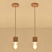 E27 Vintage Pendelleuchte Holz Hängelampe Eisen Esstischlampe Für Wohnzimmer Küchen Restaurant Bar 2 Stücke
