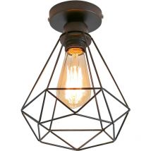 Plafonnier Vintage Industriel, Douille E27, Cage en Métal Rétro, Luminaire de Plafond Suspendu, Idéal pour Salon, Cuisine, Chambre, Café, Bar - 1