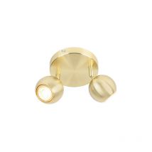 Qazqa - Retro Rundstrahler Messing mit Deckenplatte 2-flammig - Gissi