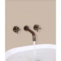 Robinet lavabo mural style rétro en bronze