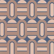 Retro Tapete Profhome 395363 Heißgeprägte Vliestapete Leicht Strukturiert Mit Geometrischen Formen Matt Blau Braun-beige Blass-braun 4,5 M2