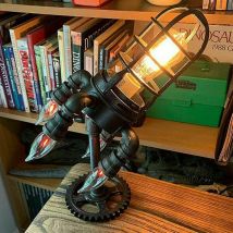 Tigrezy Retro-Tischlampe, industrielle Raketenschiff-Lichtlampen, Steampunk-Dekor
