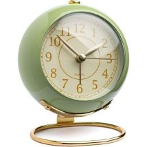 Retro-tischuhr – Analoge Quarzuhr – Lautlos (kein Tickgeräusch) – Goldfarben – Für Nachttisch, Schlafzimmer – 3 Zoll
