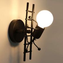 Retro Wall Light Creative Humanoid Wall Sconce Metal Indoor Wall Lamp - Black