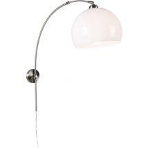Retro Wandbogenlampe aus Stahl mit weißem Schirm verstellbar