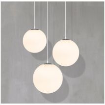 Modern Industrielle Pendelleuchte Kreative Runde Hängeleuchte Glas Opal Weiß Kronleuchter 3 Stücke Ø15cm