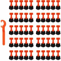 Reusable Tile Leveling System Kit-50pcs T-Type Tile Leveler and 1pcs Spacer Wrench 2-8mm / 5-18mm Thickness Ceramic Wall Construction