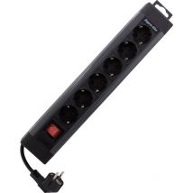 0014612513 Multipresa con interruttore 6 scomparti Nero Schuko 1 pz. - REV